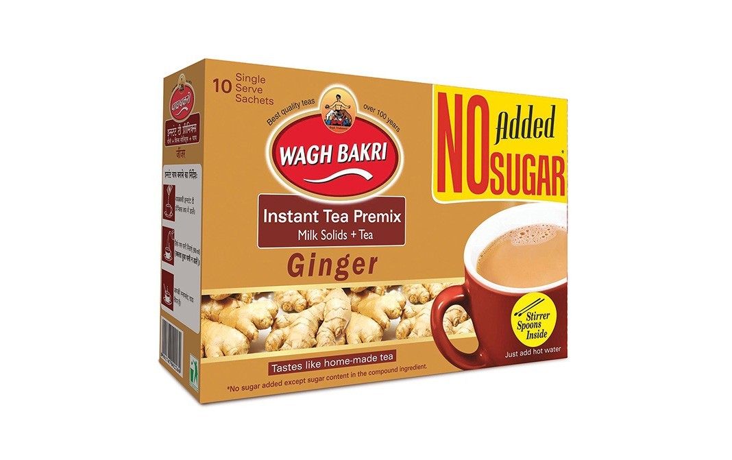 Wagh Bakri Instant Tea Premix Ginger (Milk Solids + Tea)   Box  80 grams